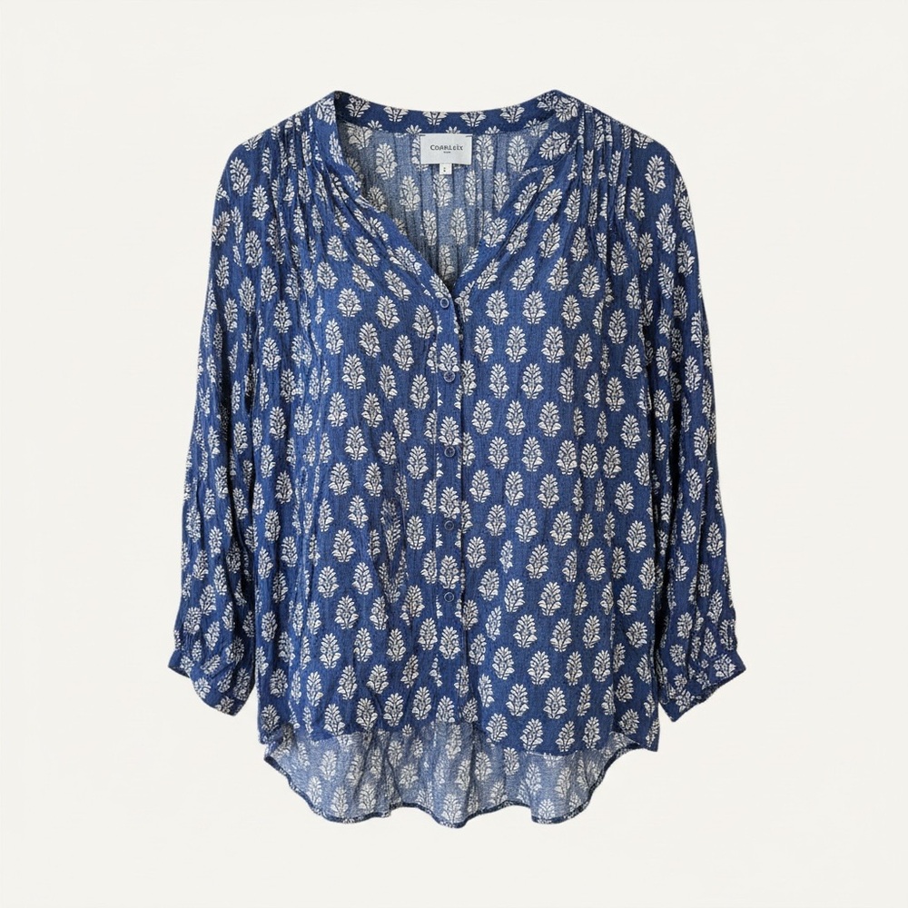 Choklate Paris Boho‎ Chic Silk Blend Sheer Flowy Feminine Blouse Size Large